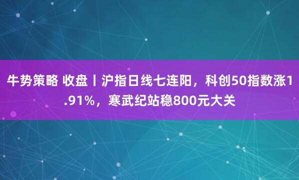 牛势策略 收盘丨沪指日线七连阳，科创50指数涨1.91%，寒武纪站稳800元大关