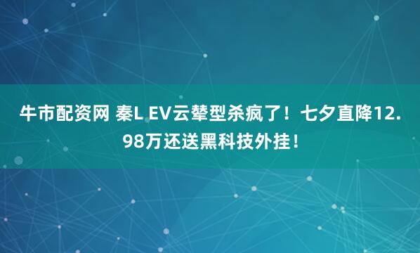 牛市配资网 秦L EV云辇型杀疯了!七夕直降12.98万还送黑科技外挂!